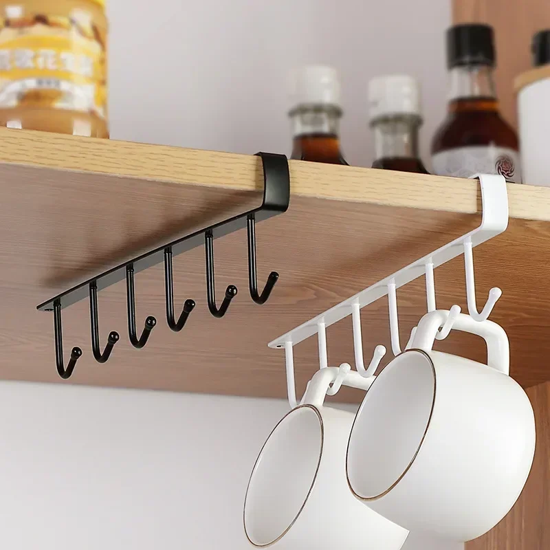 1 STÜCK 6 Haken Regal Küchenschrank Kleinigkeiten Wandbehang Organizer Aufbewahrung Aufhänger Küche Haken Rack Kaffeetasse Becherhalter