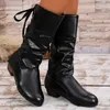 Frauen Mittlere Waden Stiefel Winter Niedrigen Ferse Plus Größe Bequeme Schuhe Frauen Mode Im Freien Elegante Stiefel Frauen Botas De Mujer