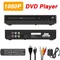 Scatola per lettore DVD domestico 1080P per TV Home Theater, lettori per dischi CD DVD gratuiti per tutte le regioni Uscita AV con scatola per lettore di telecomando