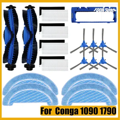 Kompatibel für Conga 1090 1099 1990 Connected 1790 Staubsauger, Hauptseitenbürste, Filter, Mopp, Bürstenabdeckung, Teil, Zubehör-Set Image