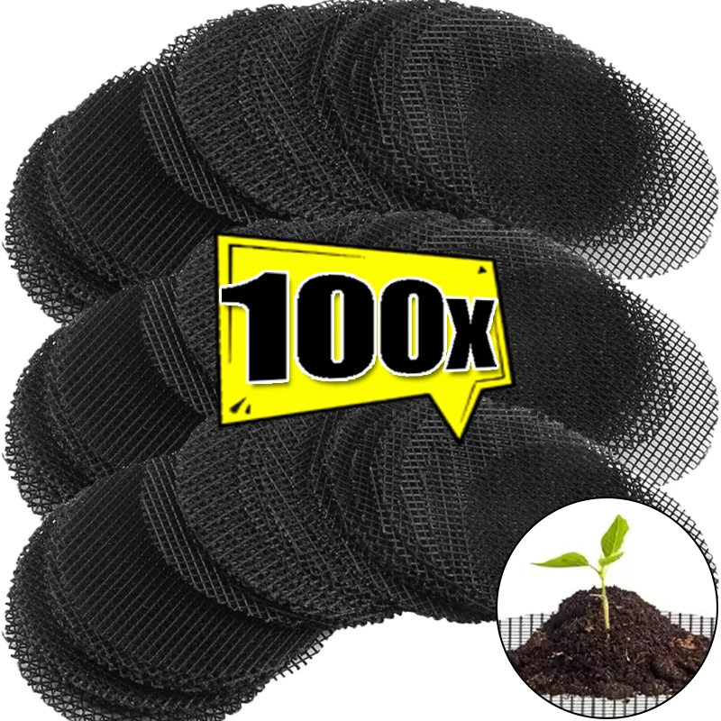 100/10Pcs Blumentopf Loch Mesh Pad Runde Entwässerung Löcher Bildschirme Matte Verhindern Boden Verlust für Garten pflanzen Bonsai Boden Gitter Dichtung Image