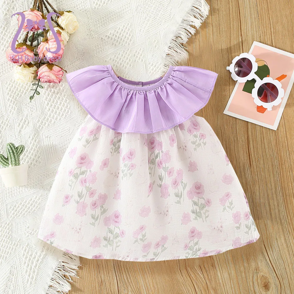 Süßes ärmelloses Sommerkleid für Babys, Mädchen, zarte Blumenmuster, Kinderkleidung, 0–4 Jahre, Kleinkinderkleidung, weiches, hautfreundliches Kinderkostüm Image
