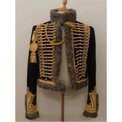 Herren-Jacke für Herren, Militär, Husar, viktorianisch, Gothic, Husarbeamter, historischer Napoleonischer Bürgerkriegsmantel Image