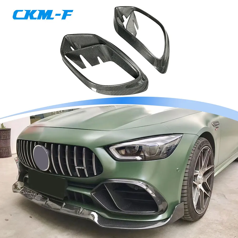 Für Benz AMG GT50 GT53 GT43 2019 2020 B Stil Dry Carbon Fiber Front Bumper Air Vent Outlet Abdeckung Trim FRP Nebelscheinwerfer Mesh Grill Image