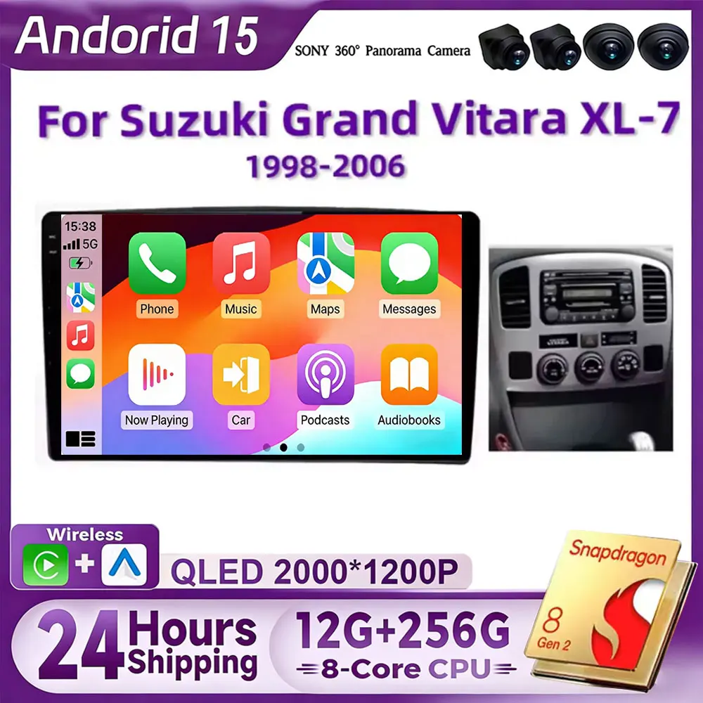 Auto Radio Android 15 Für Suzuki Grand Vitara XL-7 1998-2005 Multimedia Video Player GPS Navigation Carplay QLED Touch stereo Image