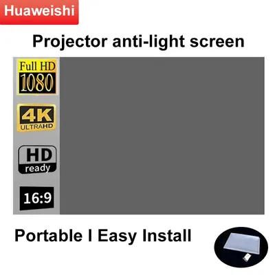 Huaweishi Simple Projector Screen 16:9 Foldable Projection 72inch Curtain Portable Home Cinema Theater Movie Outdoor Office