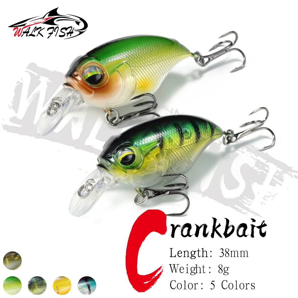SPAZIERGANG FISCH Crankbait 38mm/8g Minnow Angeln Locken Künstliche Wobbler Rasseln Harten Köder 3D Augen Angelgerät werkzeuge Kurbel Pesca Image