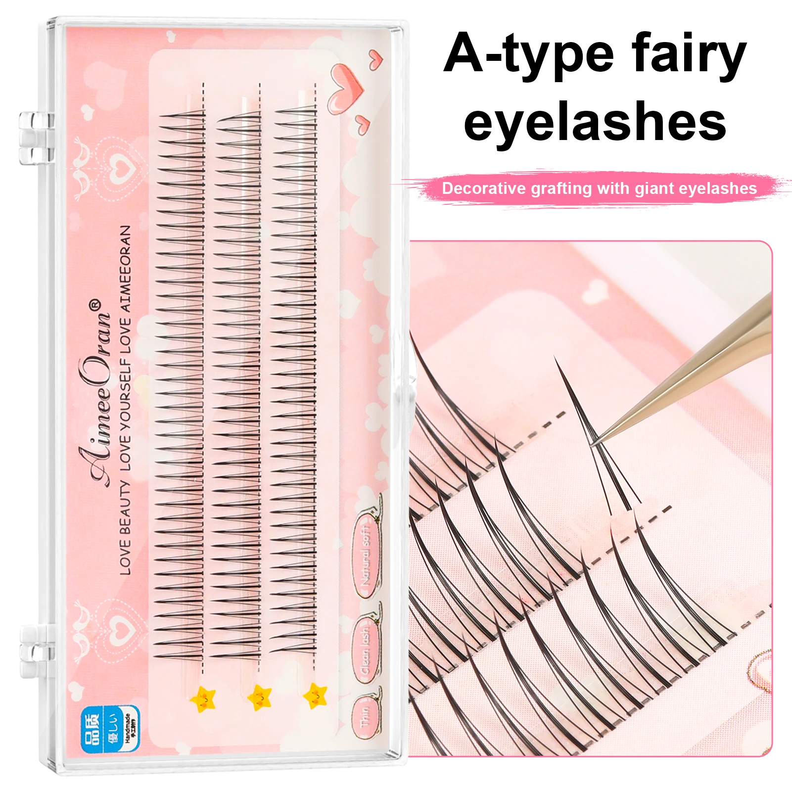 3-reihige A-förmige segmentierte falsche Wimpern, natürliches Curling, dicke, flauschige Wimpernverlängerung für die tägliche Party, Reisen, Make-up-Tools Image