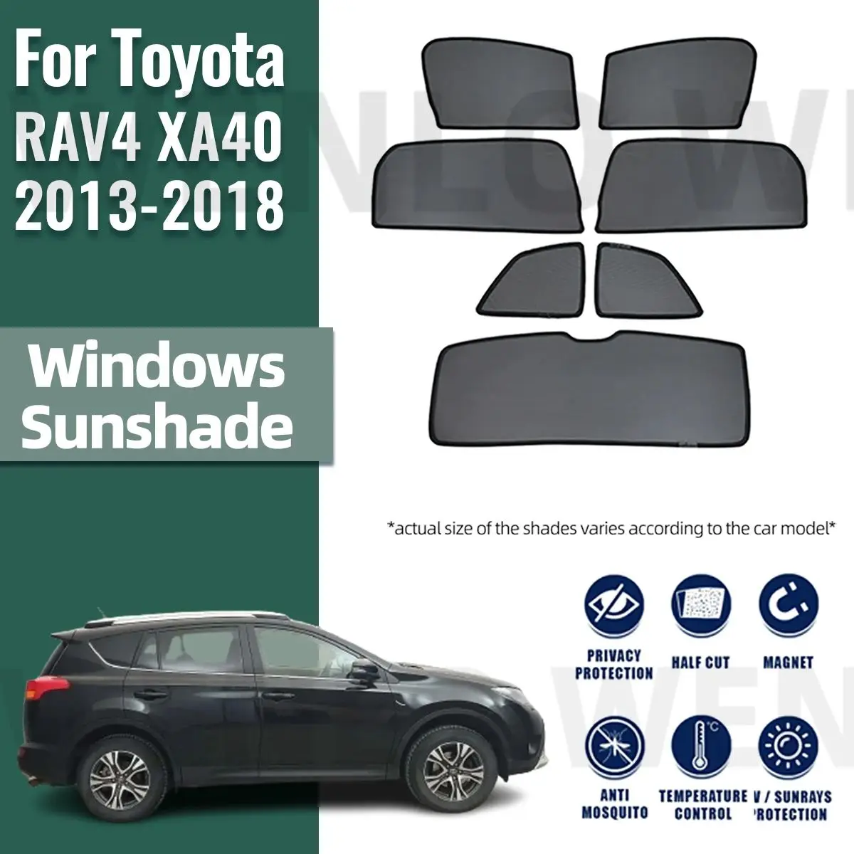 Für Toyota RAV4 XA40 2013-2017 2018 RAV4 Magnetische Auto Sonnenschutz Frontscheibe Vorhang Hinten Seite fenster Sonnenschutz Schild Image
