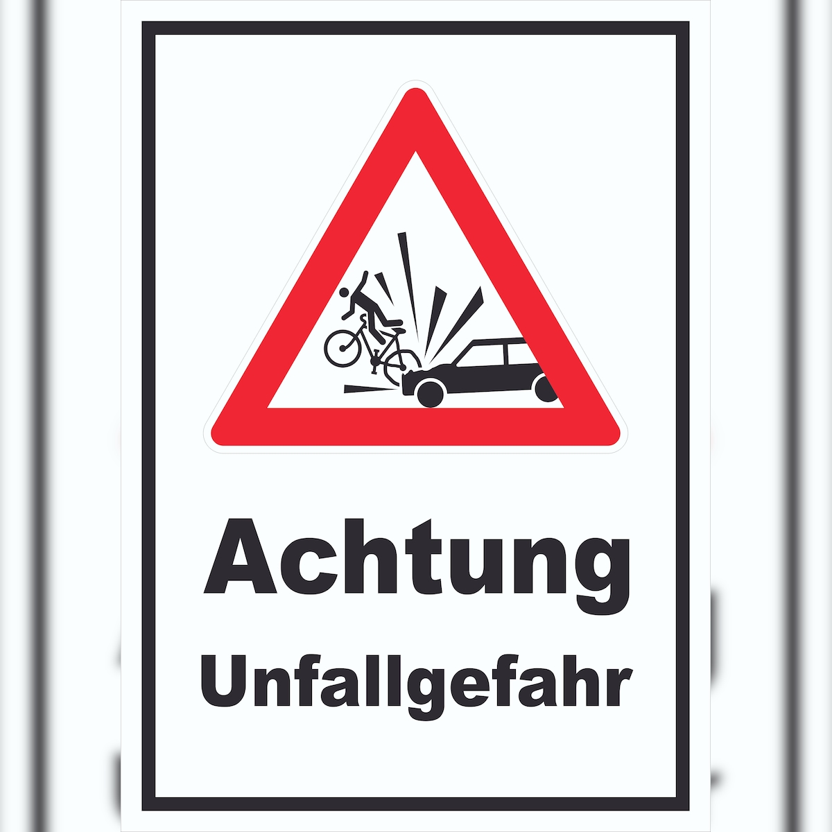 HB-Druck Auto und Fahrradfahrer Unfall Schild A2 Rückseite selbstklebend Image