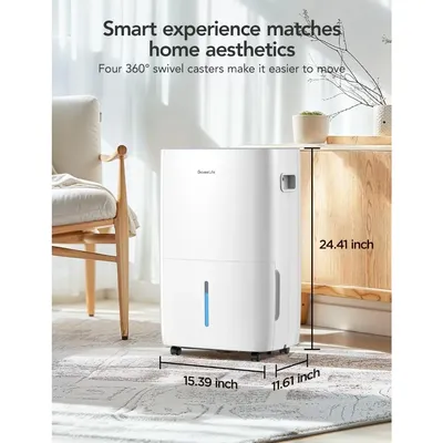 Dehumidifier for Home 4,500 Sq.Ft, 50 to 109 Pint Smart Auto Humidity Control, Drain Hose, 2.0Gal Bucket