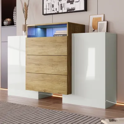 Elegant Sideboard Cabinet Drawer Organizer, Kitchen Buffet Wardrobe,Adjustable Shelf for Hallway Bedroom,Plenty of Storage Space