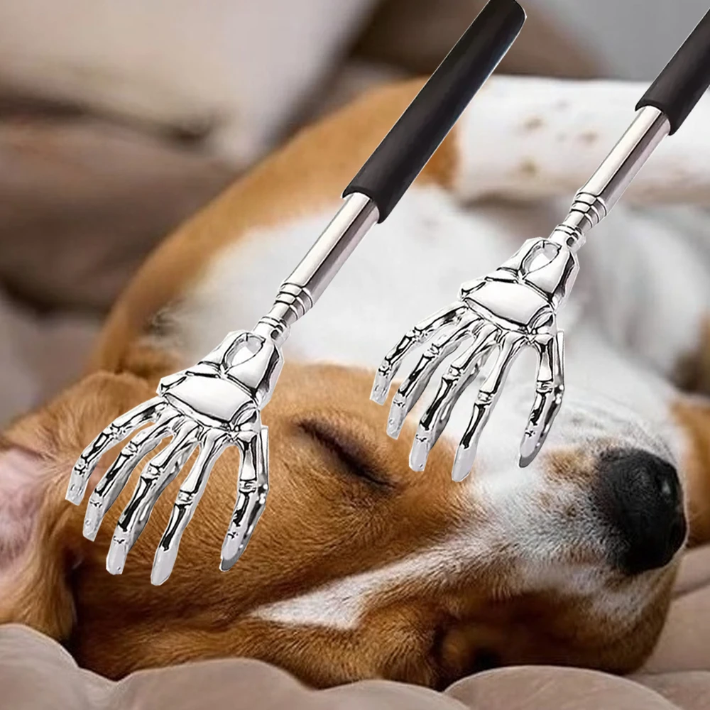 Teleskop-Rückenkratzer, Rückenmassagegerät zur Linderung der Spannung, Haustiermassagegerät, Schulter- und Nacken-Tiefengewebe-Kopf-Kopfhautmassagegerät Image