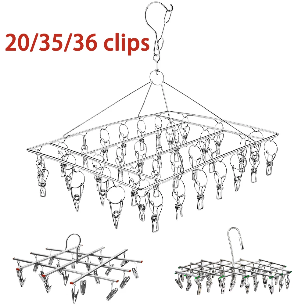 Winddichter Wäscheklammer aus Edelstahl, faltbarer Sockenbügel, Kleiderbügel aus Edelstahl, multifunktionaler Sockenhalter