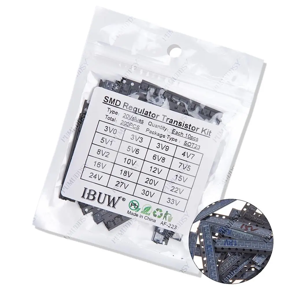 200 Stück Zenerdiode in Sot23 Paket Proben Kit Diygba Kit 20 Arten * 10 Stück