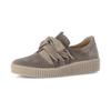 Plateausneaker GABOR, Damen, Gr. 41, grau (taupe), Veloursleder, unifarben, sportlich, Schuhe, Schnürschuh, Halbschuh, Slipper mit aufgesetzter Zierschnürung