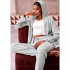 Sweathose FRENCH CONNECTION, Damen, Gr. 40/42, N-Gr, grau (hellgrau), Rippware, Obermaterial: 81% Polyester, 15% Viskose, 4% Elasthan, meliert, casual, bequem lang, Hosen, aus weicher Rippstruktur, Loungewear