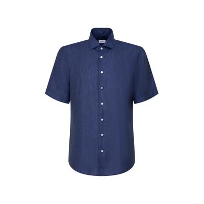 Businesshemd SEIDENSTICKER "Regular", Herren, Gr. XXL (46), blau (mittelblau), 100% Leinen, unifarben, regular fit, gerader Abschluss, Hemden, Regular 1/2 Kentkragen Uni Image