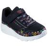 Sneaker SKECHERS "UNO LITE", Kinder, Gr. 31, bunt (schwarz, multi), Lederimitat, kontrastfarbene Details, sportlich, Schuhe, Klettschuh mit bunten Herzen, Größenschablone zum Download
