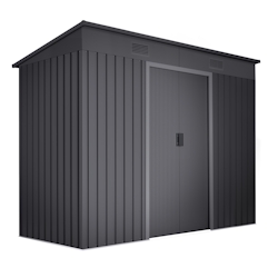 Wasabi - Gartenhaus Metall 3,14m² Light Anthracite – 238x130x202cm - Doppelte Schiebetür - Lüftungsgitter – Flachdach - Geräteschuppen Image
