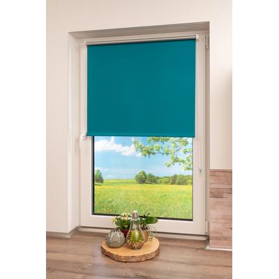 Seitenzugrollo K-HOME "Thermo Klemmfix-Rollo" Gr. 13, blau (petrol), B:95cm H:150cm, Polyester, Rollos, 1 Stück Image