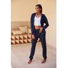 Sweathose FRENCH CONNECTION, Damen, Gr. 48/50, N-Gr, blau (dunkelblau), Rippware, Obermaterial: 81% Polyester, 15% Viskose, 4% Elasthan, meliert, casual, bequem lang, Hosen, aus weicher Rippstruktur, Loungewear