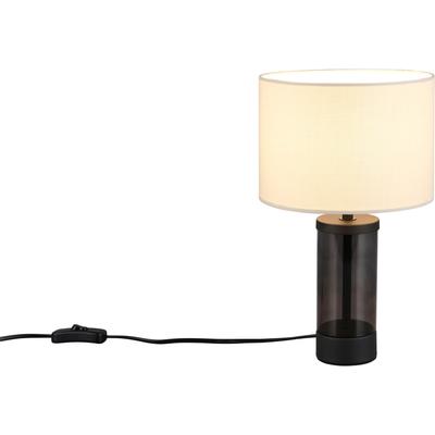 Schreibtischlampe "Stellan, Tischlampe Glas rauchfarbig Stoffschirm beige Schnurschalter", grau (rauchglas), Ø 20,0cm H: 33,5cm, GUIDO MARIA KRETSCHMER HOME & LIVING, Lampen, Design Tischleuchte Nachttischlampe m. Schnurschalter Höhe 34cm Ø 20cm Image