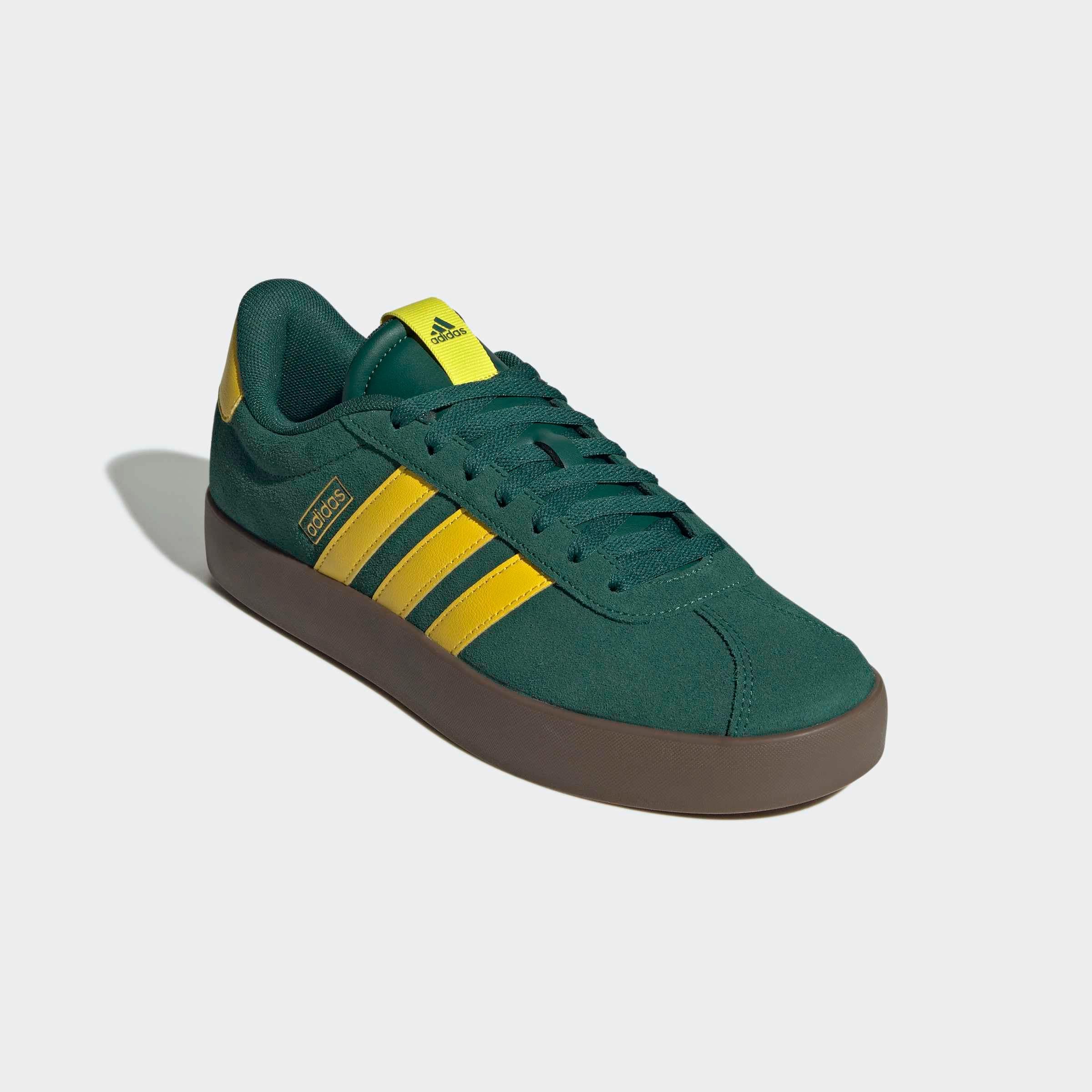 Sneaker ADIDAS SPORTSWEAR "VL COURT 3.0", Herren, Gr. 40, gelb (collegiate grün, gelb, gold metallic), Leder, Synthetik, Schuhe Sneaker, inspiriert vom Design des adidas samba