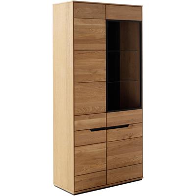 Stauraumvitrine MCA LIVING "Araya Vitrine", braun (eichenfarben), B:92,5cm H:195,5cm T:40,5cm, Massivholz, Holzwerkstoff, Schränke, Türen gedämpft Image