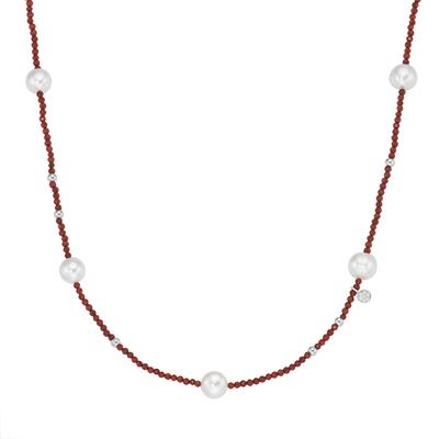 Collier "mit Süßwasser-Perlen und Ziersteinen, Silber 925", silber, GIORGIO MARTELLO MILANO, Halsketten, Damen, 90cm, Silber 925 (Sterlingsilber) Image