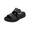 Pantolette REMONTE "Remonte Pantoletten Leder", Damen, Gr. 39, schwarz, Leder, casual, Schuhe