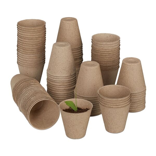 relaxdays 120er-Set Anzuchttöpfe rund Image