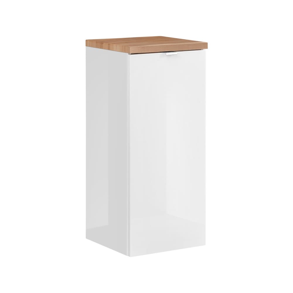 Demi-colonne 1 porte panier à linge stratifiés blanc et beige