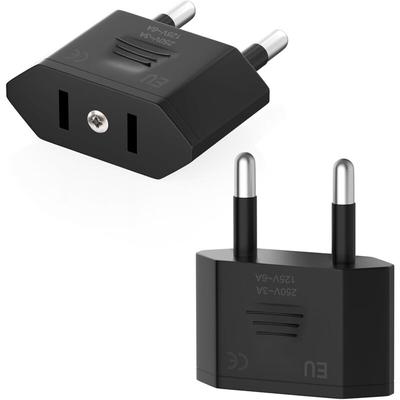 Gotrays - 2 Stück USA-Steckeradapter, US-auf-Frankreich-Adapter, US-auf-EU-Reisestecker, Image