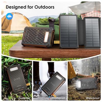 TEMU 26,800 Mah Solar Power Bank - With 4 Foldable Solar Cells, Charges External Batteries, Camping Lights, Smartphones, Tablets And All Usb Devices Image