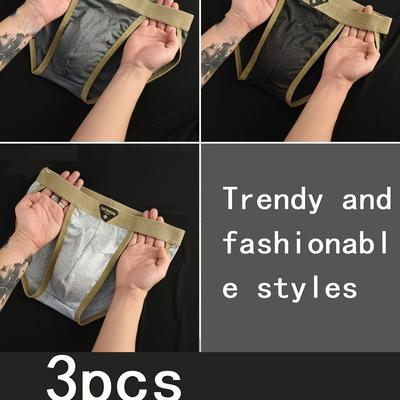 TEMU 2025 Summer Men's Underwear, Men's Briefs, European And , Sports Fashion, Trendy, Soft, Comfortable, Light Beige-friendly, Breathable, Elastic Waistband, Cooling, Breathable Image