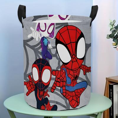 TEMU 1pc For Man Cartoon Cute Foldable Laundry Hamper - Polyester Freestanding Storage Basket With Handles, Multipurpose Toy And Clothes Organizer, Laundry Baskets Image