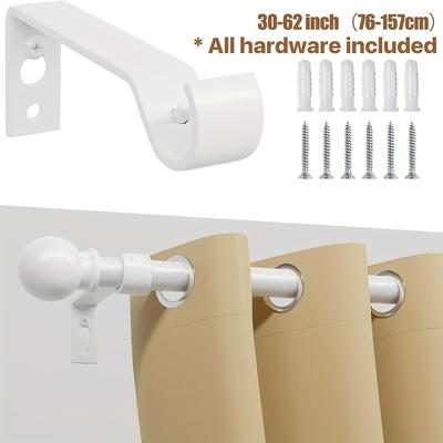 "TEMU White Curtain Rods For Windows 28 To 48 Inch, Heavy Duty Curtain Rod Set With Brackets, Decorative Adjustable Curtain Rods For Bedroom, Living Room, 5/8" Metal Drapery Rods" Image
