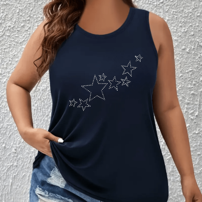 TEMU Women's Plus Size Sleeveless Tank Top With - Comfortable, Breathable, Round Neck, Casual Summer Top, Breathable Clothing | Top | , Plus Size Tank Tops Image