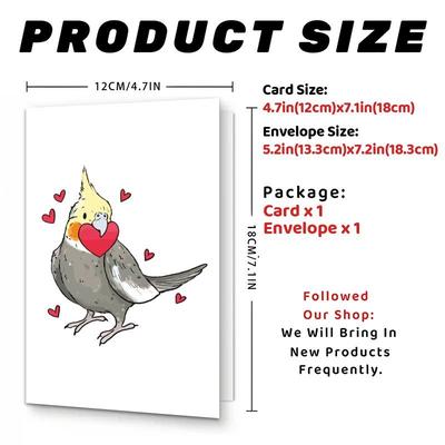 TEMU Cockatiel Valentine's Day Card - Him Or Her, Ideal Anniversary & Birthday Gift For Or Partner