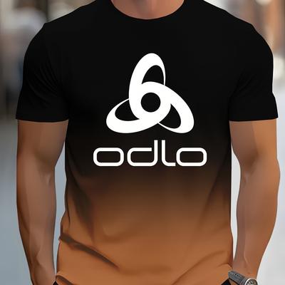 "TEMU Men's 3d Gradient Print T-shirt - "" Logo, Casual Crew Neck, Lightweight & Stretch, Regular Fit, Everyday Tshirt | Gradient Print Shirt | Shirt" Image