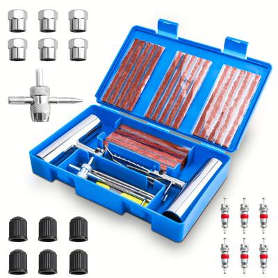 TEMU 58pcs Car Portable Tyre Repair Kit, Home Tyre Repair Kit Repair Kit, Car Tyre Puncture Kit, Heavy Duty Tyre Repair Kit For Car, Motorcycle, Truck, Atv, Tractor, Motorhome, Suv, Axiwointl Image