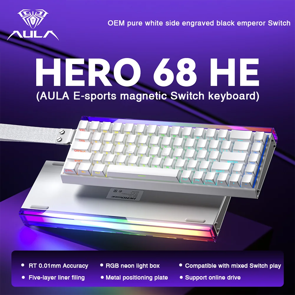 AULA HERO 68HE Magnetschalter-Tastatur Rapid Trigger 8K Return Esports Gamer-Tastatur RGB-Gaming-Tastatur mit Kabel Image