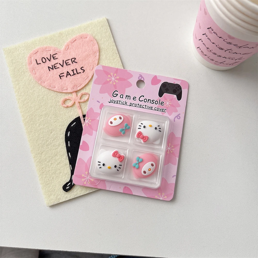 Controller Joystick Cover For Sony Playstation PS5 PS4 PS3 XBOX Hello Kitty Melody Cute Silicone Thumbstick Cap for Switch Pro