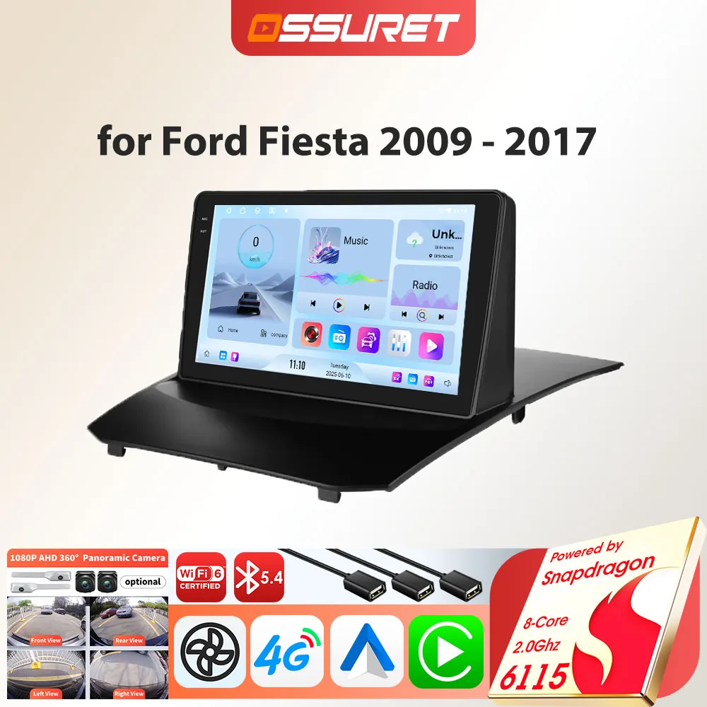 Auto-Player für Ford Fiesta 2009–2017, Android-Autoradio, Multimedia-Video, GPS, intelligentes 4G-Stereo, Carplay, Autoradio, WLAN, DSP Image