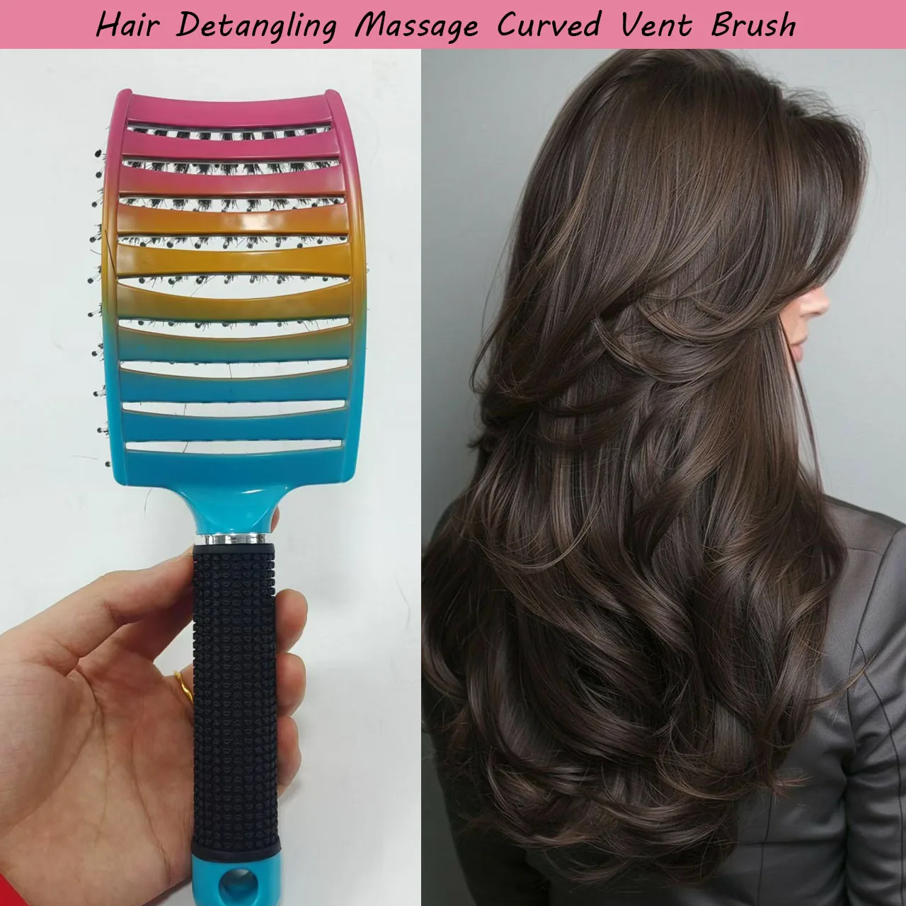 1 stücke Haar Kopfhaut Massage Kamm Borsten Nylon Haarbürste Nass Lockige Entwirren Anti-Statische Haar Pinsel für Salon Friseur Styling zu Image