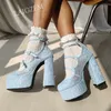 Zhima Frauen Pumps runde Zehen klobige dicke High Heels Sandalen Plattform Cosplay Prom Party Damen Schuhe Frau Größe 39 41 45 52