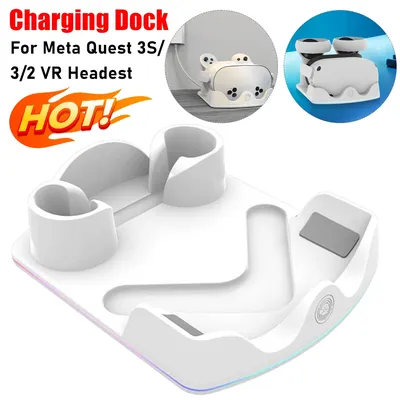 Für Meta Quest 3S/3/2 VR Headset Controller Lade Dock Ladestation Schnelle Lade Dock für Meta Quest 3S/3/2 VR Headset