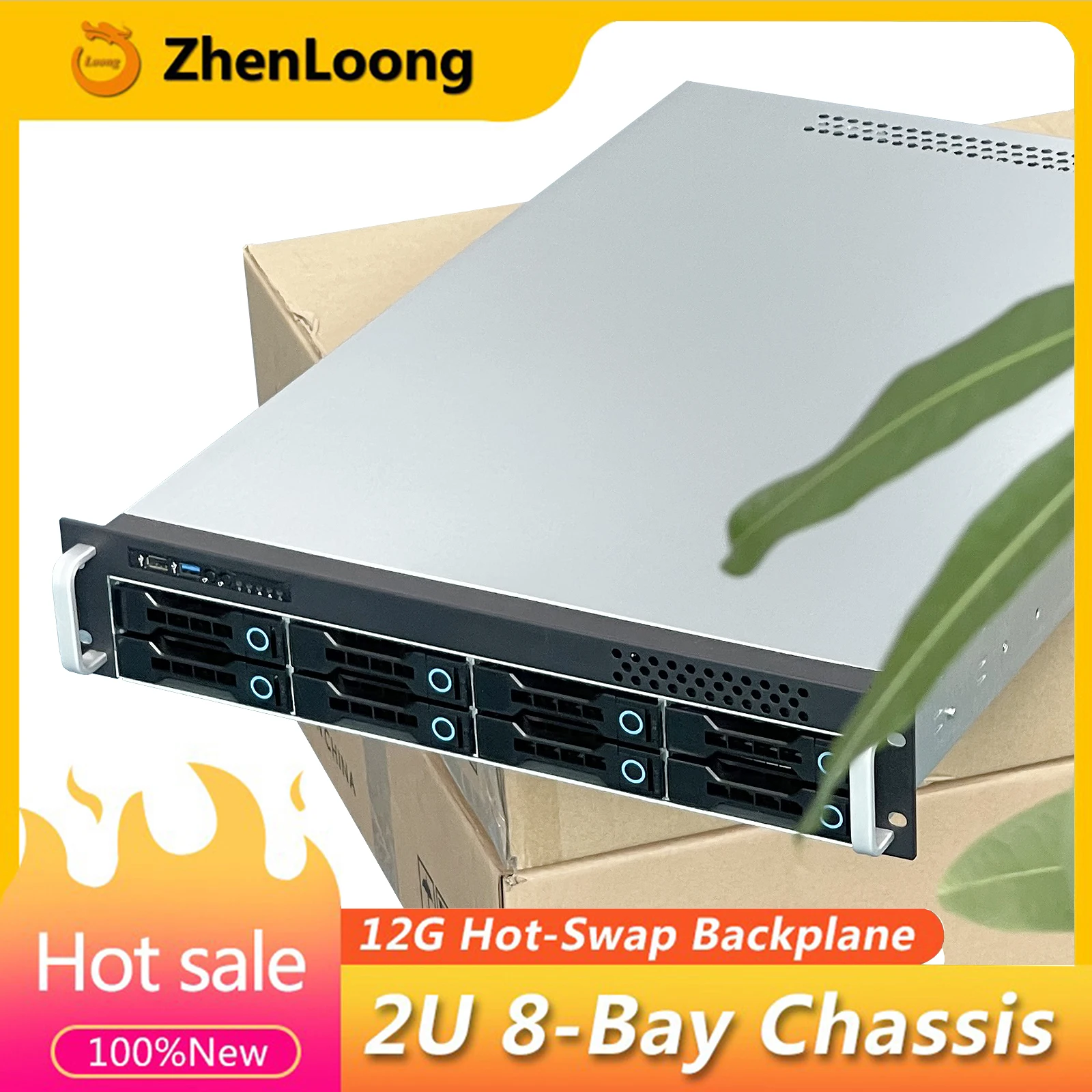 ZhenLoong LT8 2U 8-Bay-Servergehäuse, Festplattenlaufwerk, Hot-Swap-Lagerregal, NAS-Gehäuse mit Mini-SAS, SATA, 12 GB Backbplane SFF8643 Image