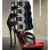 Kristall Flip Toe Sandale Stiefeletten Sexy Spitzschuh Dünne Ferse Mischfarben Neuheiten Mode Frauen Moderne Schuhe